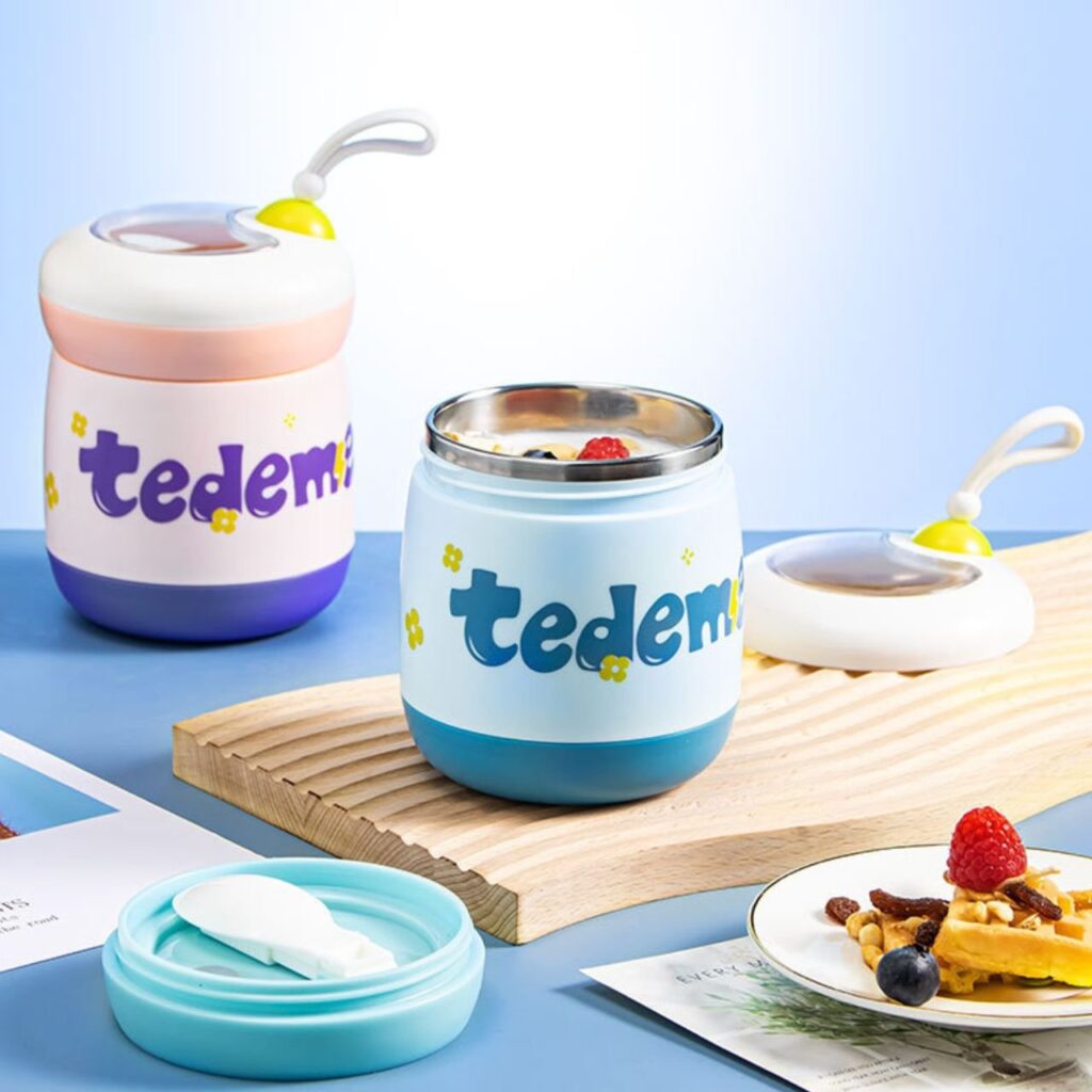 Stainless Steel Soup Cup with Spoon & Carry Band | 450 ML | Double Wall Insulated | Portable & Leakproof | Assorted Colors | Box Packing
